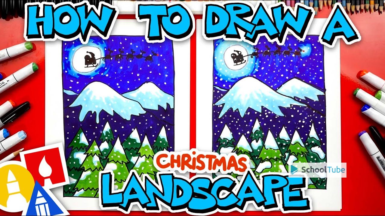 How To Draw A Christmas Landscape